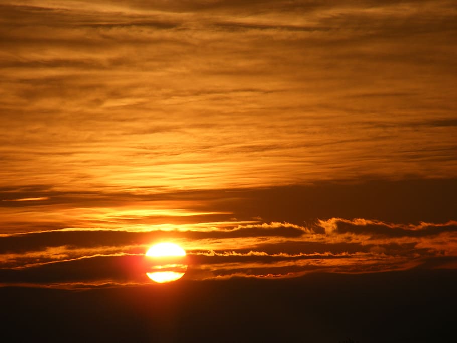 sunset, sky, cloud, twilight, red, cloud - sky, orange color HD wallpaper