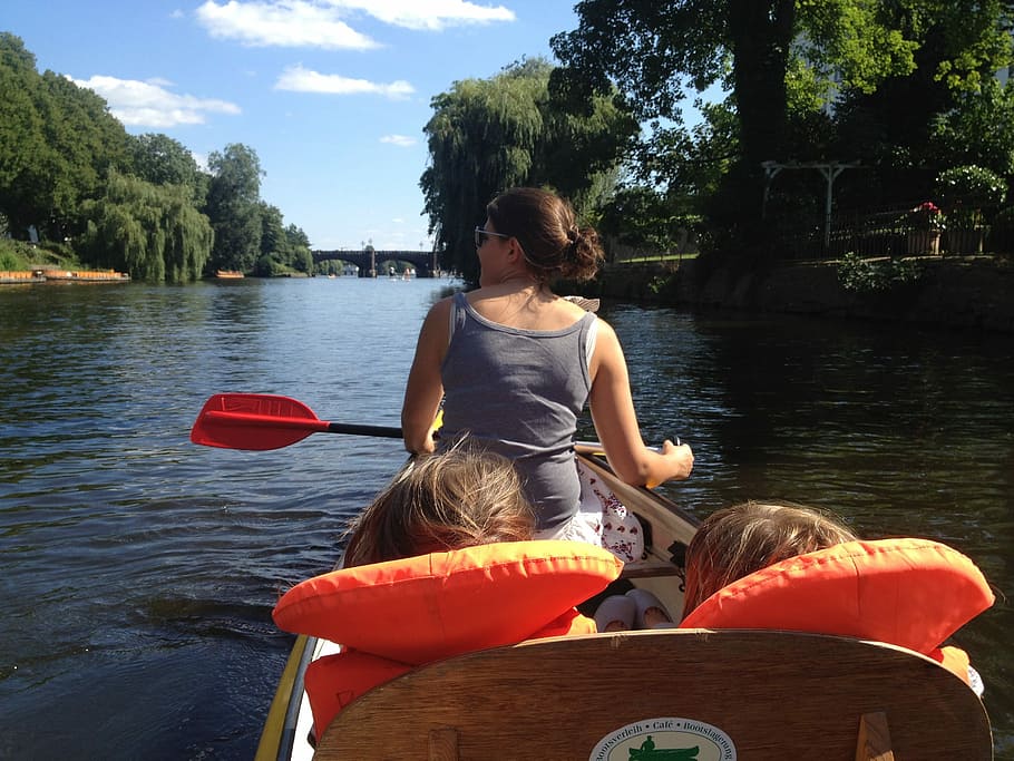 Boating, Canoeing, Alster, Hamburg, paddle, girl, more, leisure, HD wallpaper