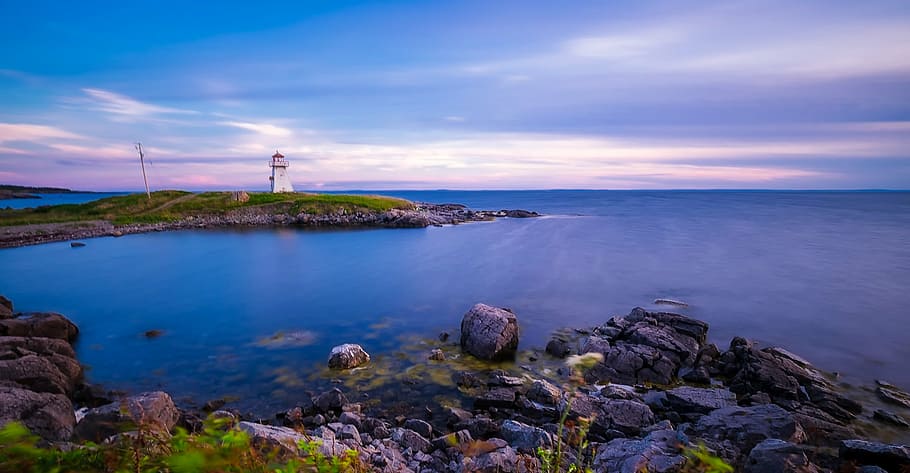 white lighthouse beside body of water, cap auget, landmark HD wallpaper