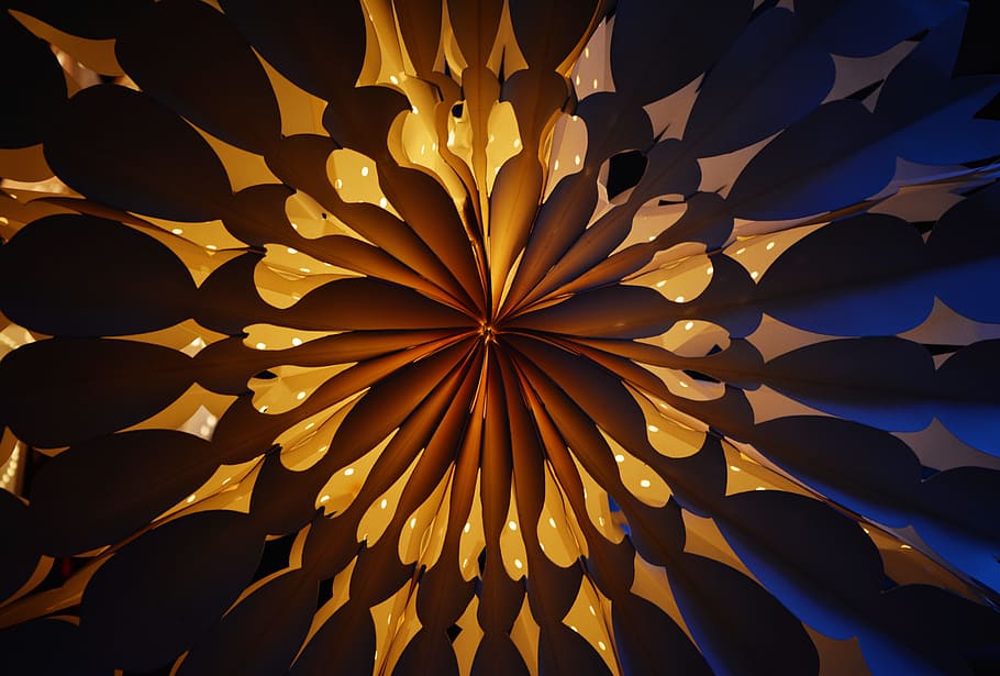 brown and orange kaleidescope illustration, light, star, lighting HD wallpaper