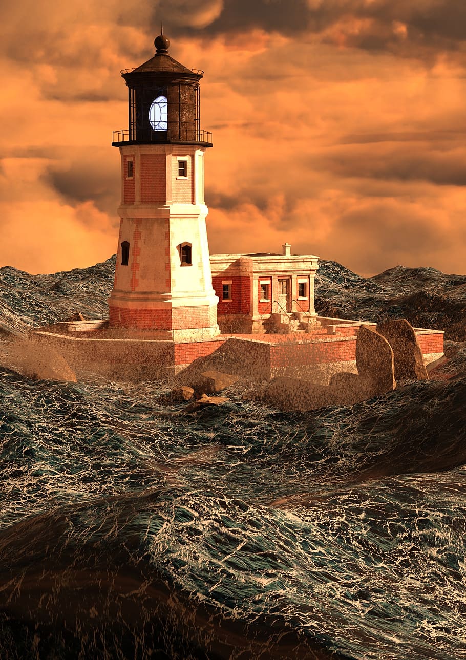 lighthouse, daymark, shipping, beacon, signal, tower, coast HD wallpaper