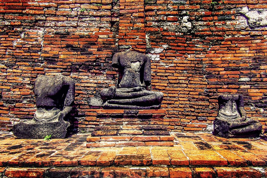 statue, brick, ancient, temple, sculpture, stone, asia, historical HD wallpaper
