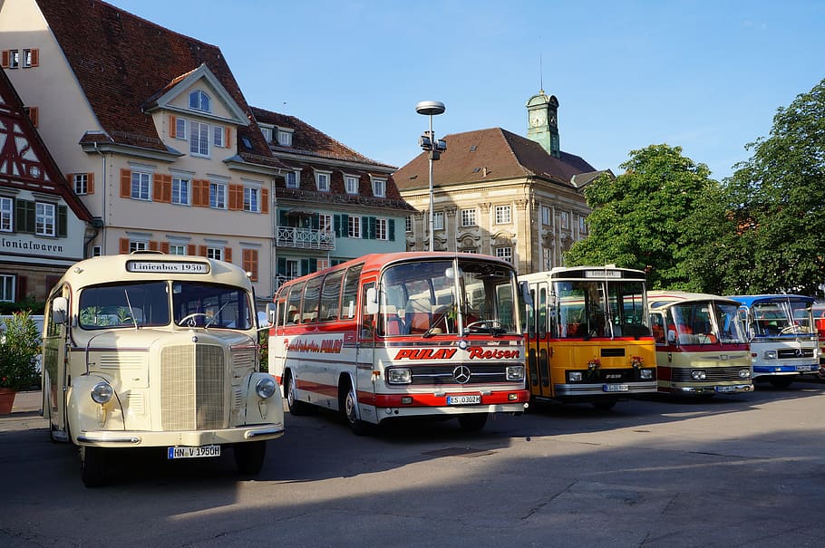 buses, oldtimer, historically, meeting, esslingen, architecture HD wallpaper