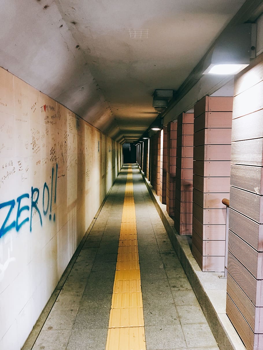 face, pathway, wall, graffiti, pedestrian underpass, a straight line HD wallpaper