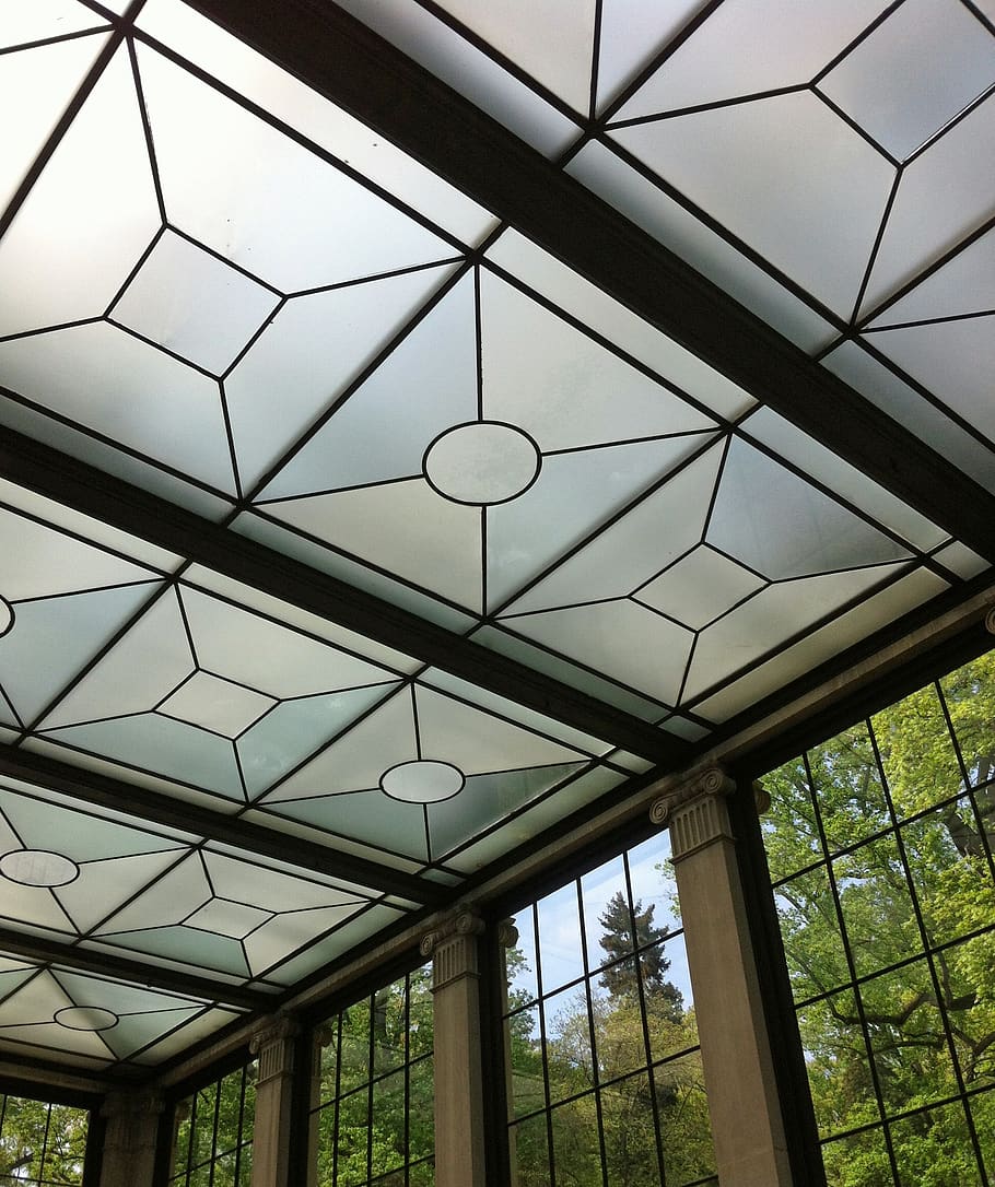glass items, window, modern, architecture, ceiling, light, skylight HD wallpaper