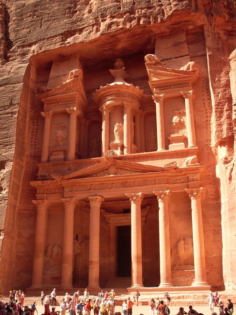 jordan, temple, petra, desert, ancient, architecture, history, HD wallpaper