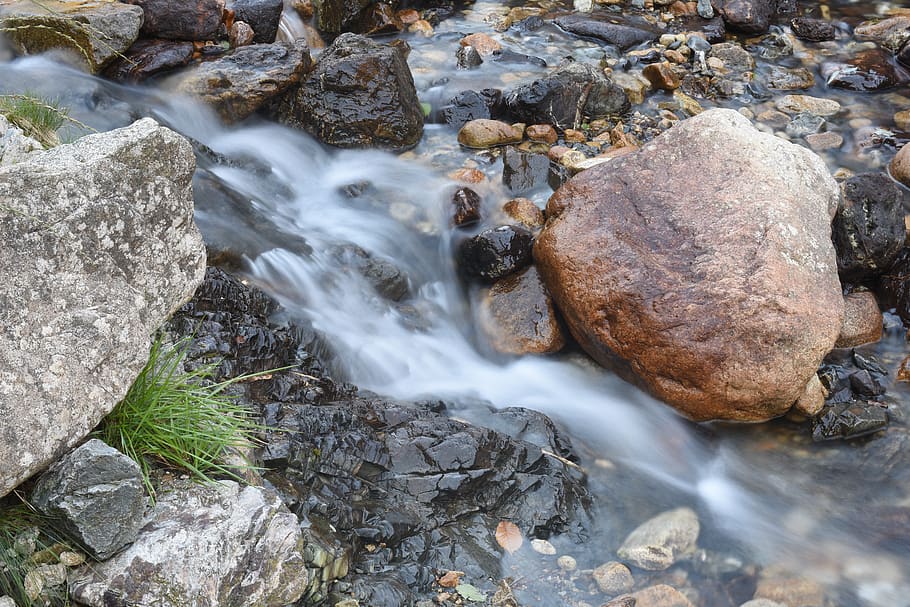 water, river, nature, rock, solid, rock - object, motion, long exposure HD wallpaper