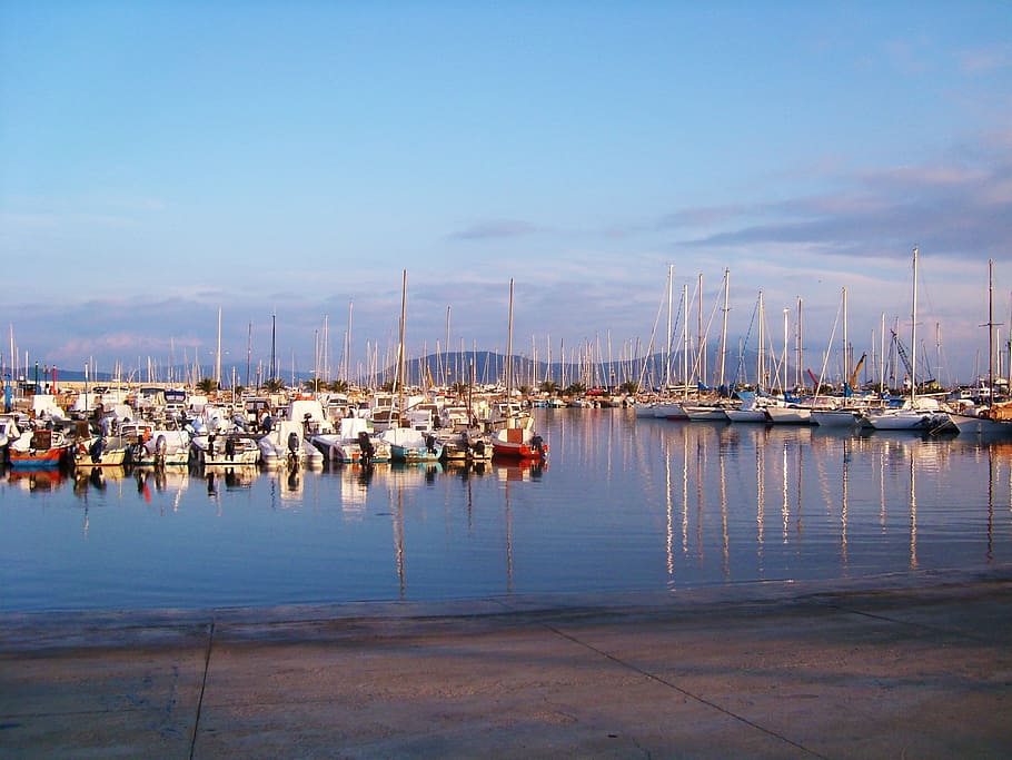 port, sardinia, italy, boats, sailboats, mediterranean, sailing ship, HD wallpaper