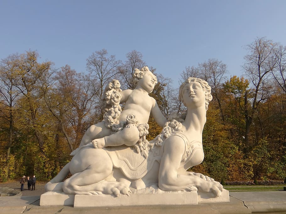 sphinx, putto, sculpture, copy, redler, monument, garden, the palace HD wallpaper