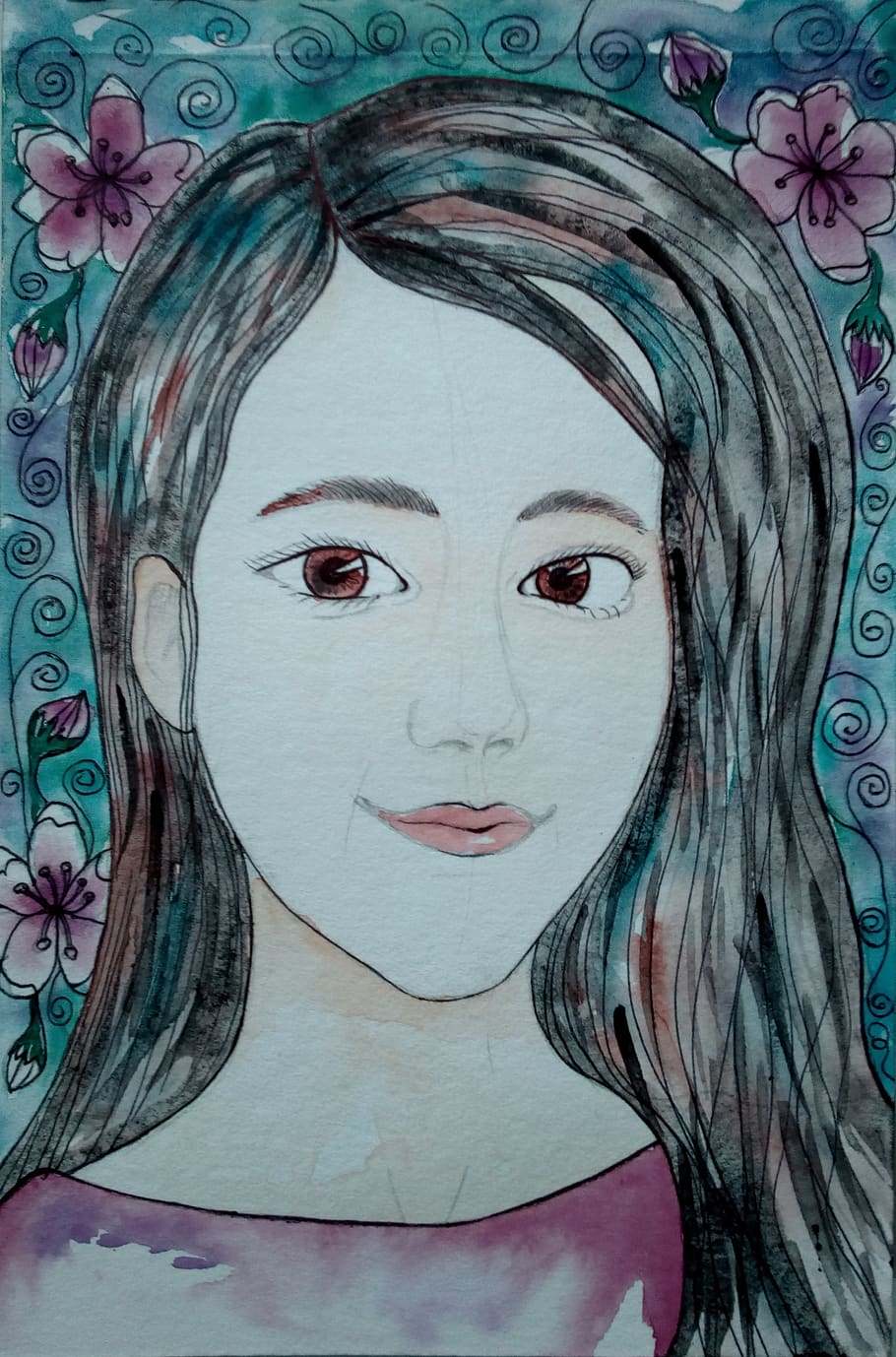korean, portrait, asian, art, woman, people, illustration, lovely, HD wallpaper