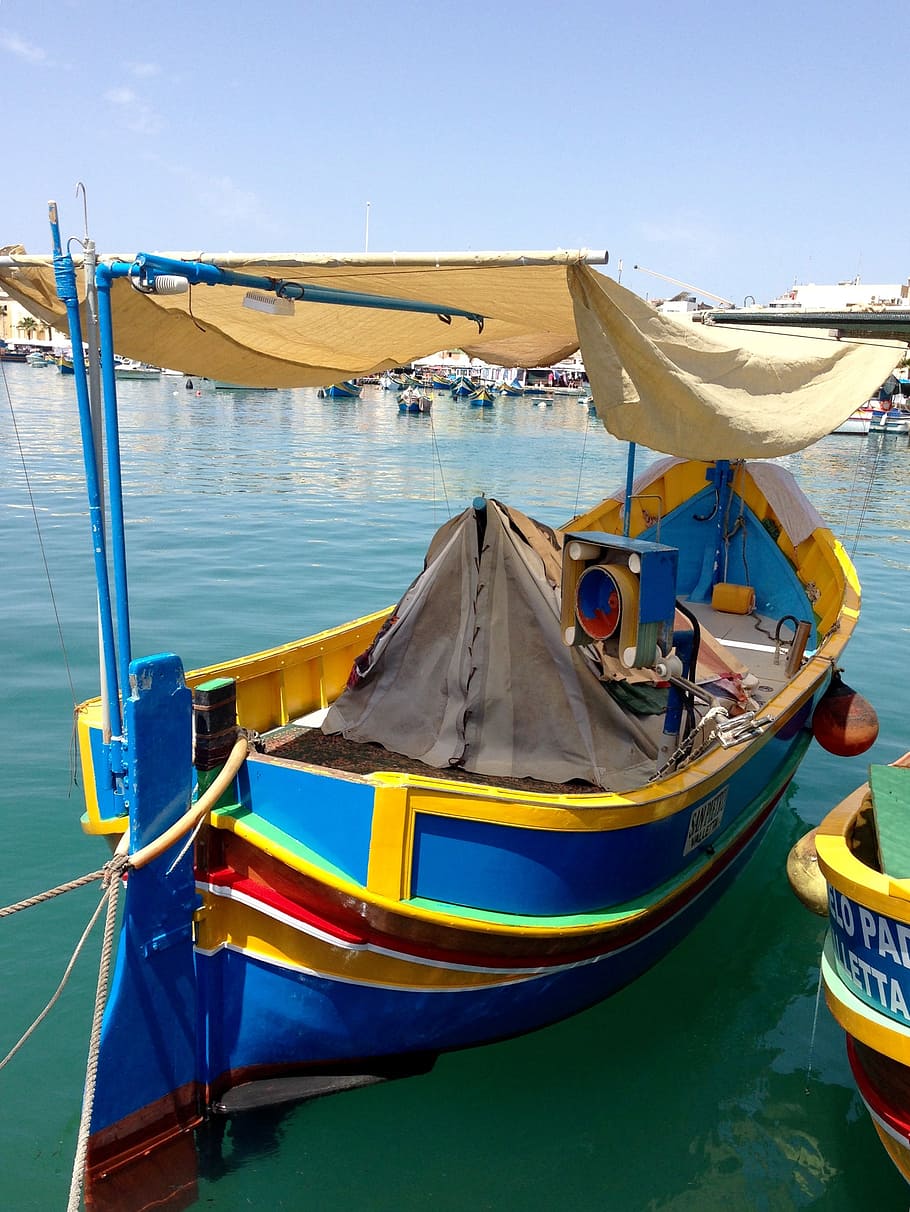 boat, maltese, colorful, malta, fishing, water, nautical vessel, HD wallpaper