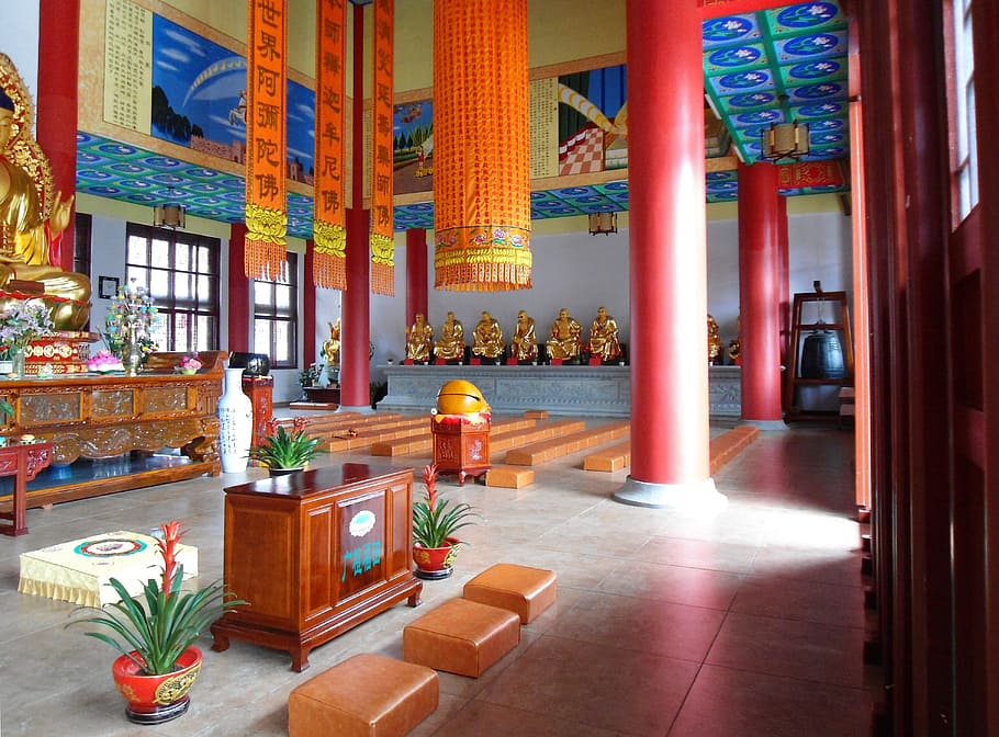 Buddhist, Buddhism, Religion, faith, temple, inside, interior, HD wallpaper