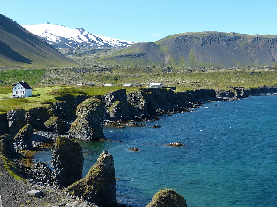 rock formation near sea, iceland, coast, atlantic, cliff, ocean