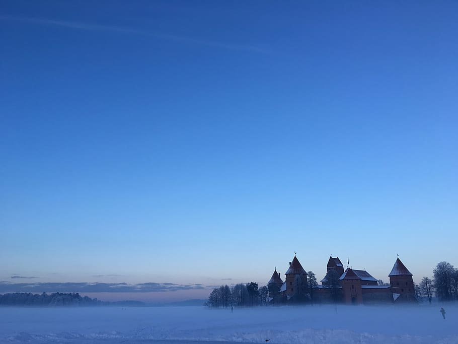winter, snow, lithuania, cold, frost, ice, lake, ze, white HD wallpaper