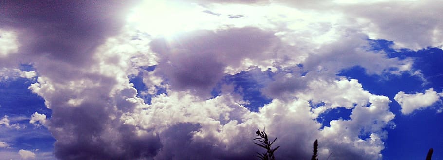 sky, clouds, sun, cloud - sky, nature, beauty in nature, blue HD wallpaper