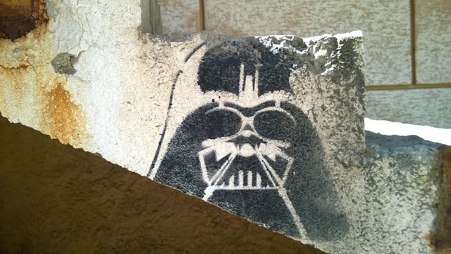 darth vader, star wars, head, staircase, sign, wall - building feature HD wallpaper