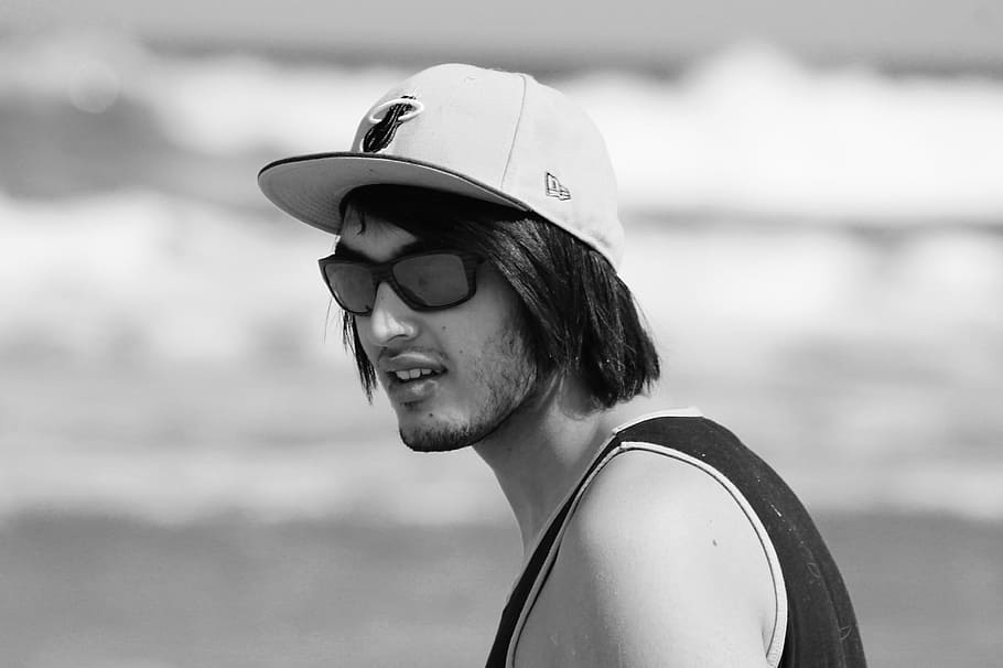 Beach, Hat, Vacation, young, persom, male, teenager, sunglasses HD wallpaper