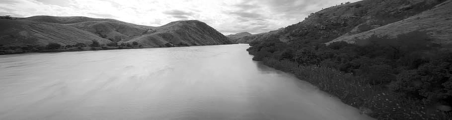 Madagascar, River, Panoramic, large, flow, blackandwhite, tropical HD wallpaper