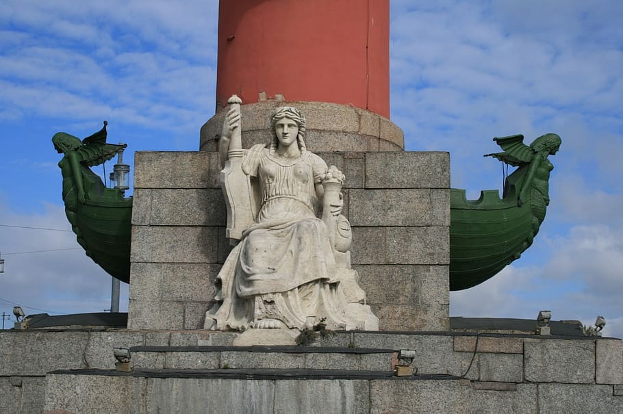 column, rostral, tall, red, maritime, navy, victories, decorated HD wallpaper