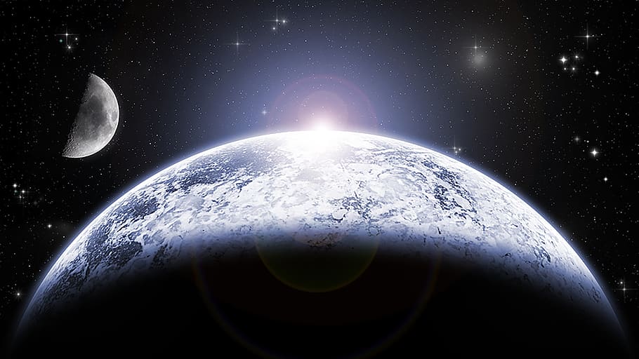white planet digital wallpaper, moon, space, astronomy, galaxy HD wallpaper