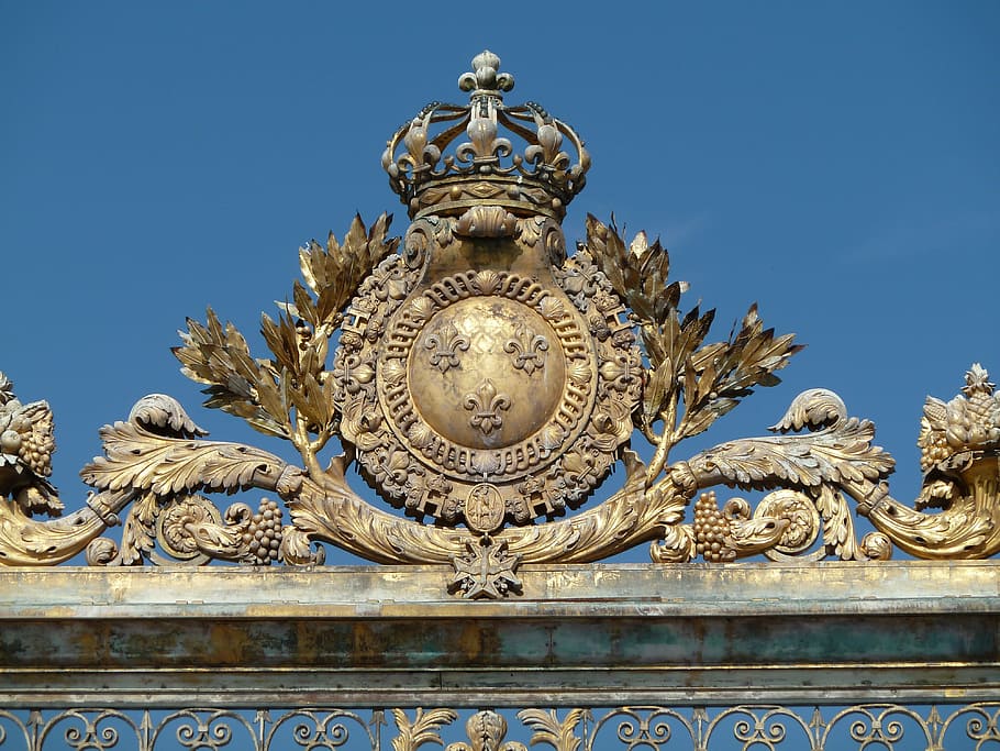 brown steel decor, versailles, goal, ornament, input, sun king HD wallpaper