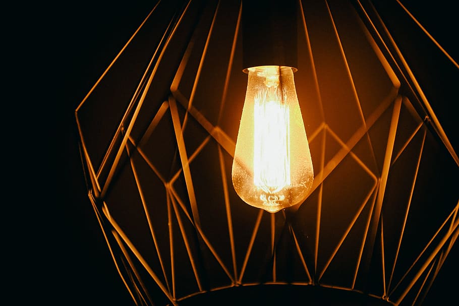 Lamp with Edison bulb, objects, other, electric Lamp, lighting Equipment, HD wallpaper