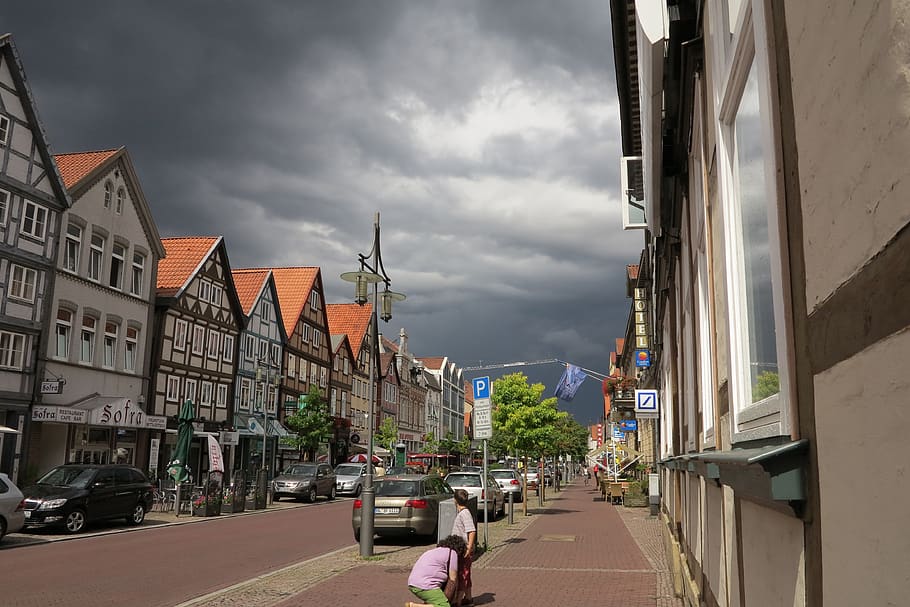 lüneburg, thunderstorm, clouds, architecture, cloud - sky HD wallpaper