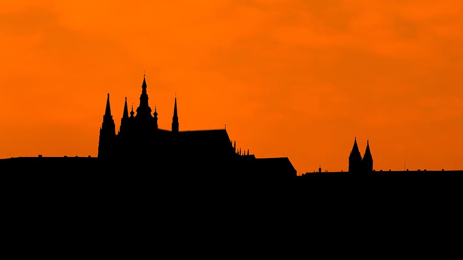 silhouette of house, architecture, black, building, castle HD wallpaper