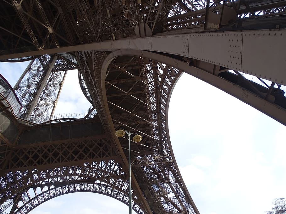 eiffel tower, paris, looking up, architecture, built structure HD wallpaper