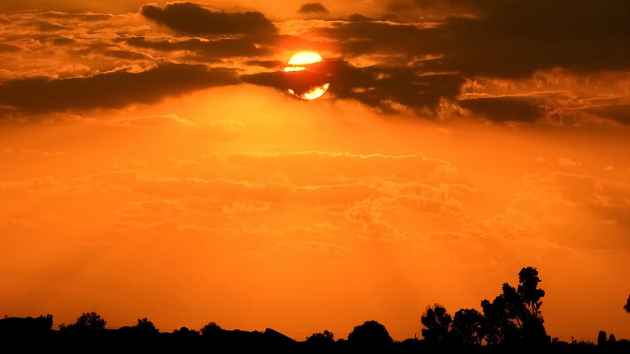 Sunset, Clouds, Evening, Sunlight, nature, landscape, dusk HD wallpaper