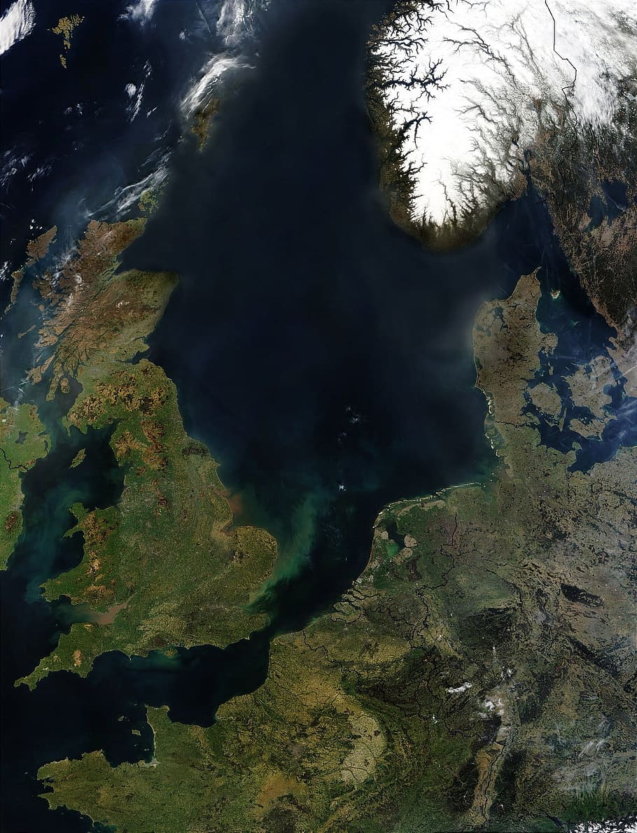 satellite view photo of islands, england, ireland, northern europe, HD wallpaper