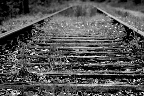 HD wallpaper: grayscale photo of three persons walking on railway, rail ...