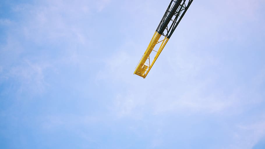 blue, sky, crane, construction, low angle view, no people, cloud - sky HD wallpaper