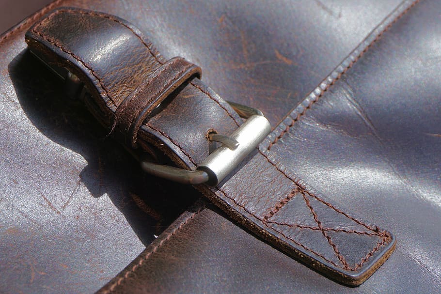 brown leather strap, bag, leather case, briefcase, closure HD wallpaper