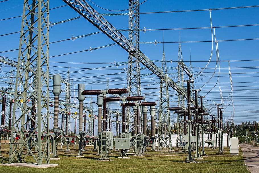 substation, electricity, current, high voltage, transformer, HD wallpaper