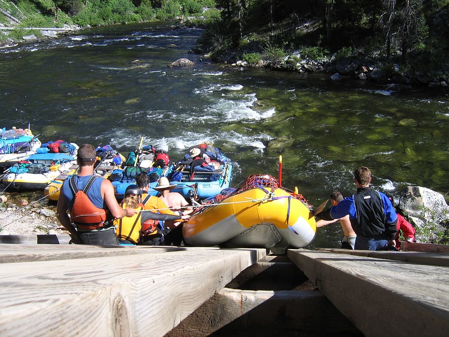 rafting, salmon river, launch, ramp, middle fork salmon river HD wallpaper