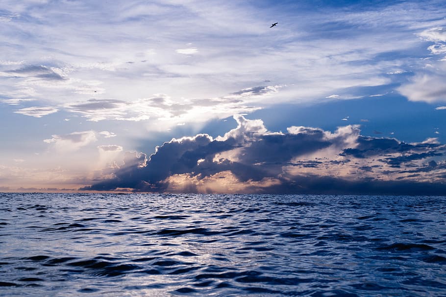 light, sea, nature, sky, backlit, beautiful, clouds, ocean, outdoors HD wallpaper