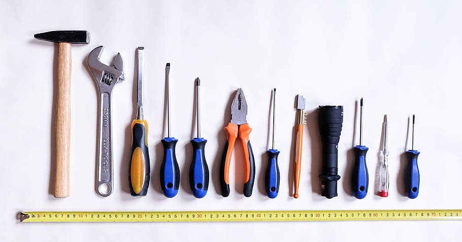 pile of assorted-color hand tool lot, tools, work, repair, hammer, HD wallpaper