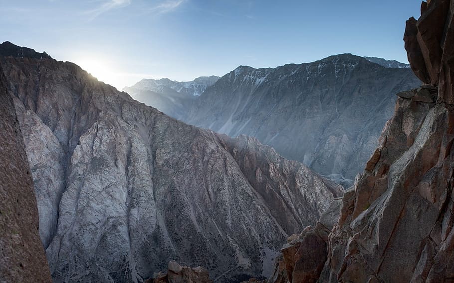 mountain range during golden hour, mountains, summit, nature HD wallpaper