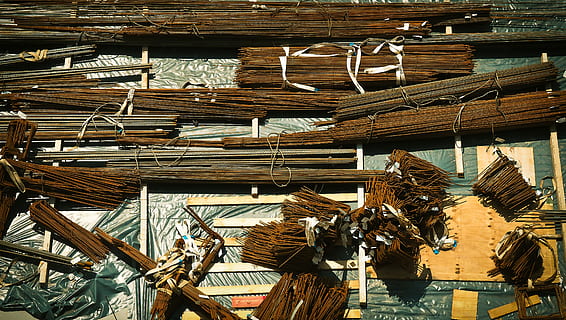 brown window blinds lot, construction, construction material HD wallpaper