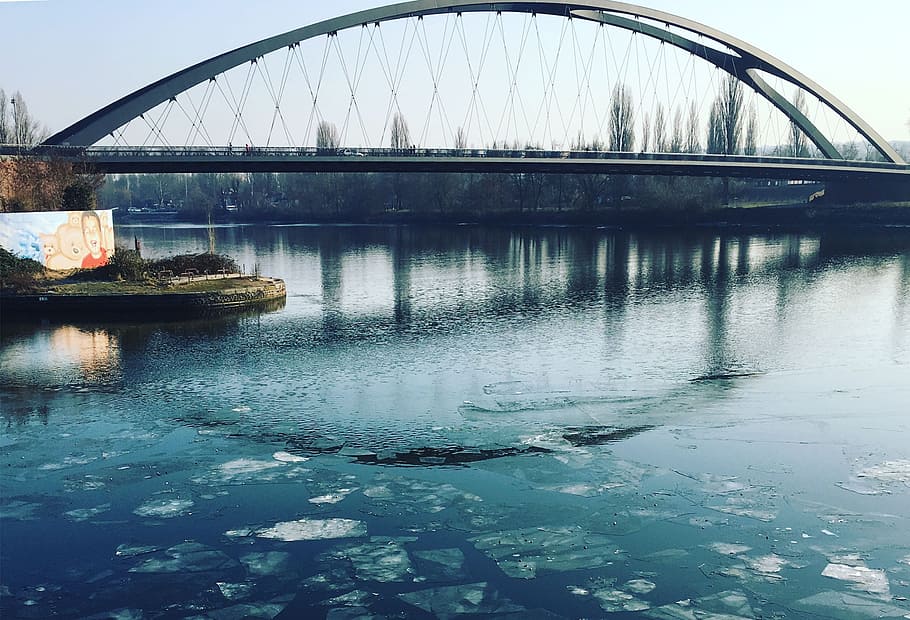 Frankfurt, Main, Main, Bridge, Bridge, River, ice floes, frankfurt main HD wallpaper