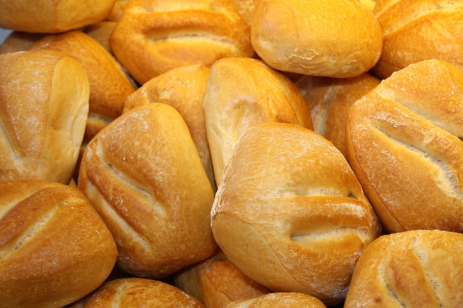 baked breads, roll, weizenbroetchen, bakery, small cakes, breakfast HD wallpaper