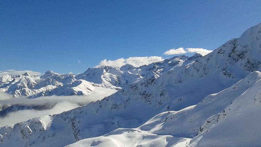 snow, mountain, winter, ski, landscape, pyrénées, european Alps HD wallpaper