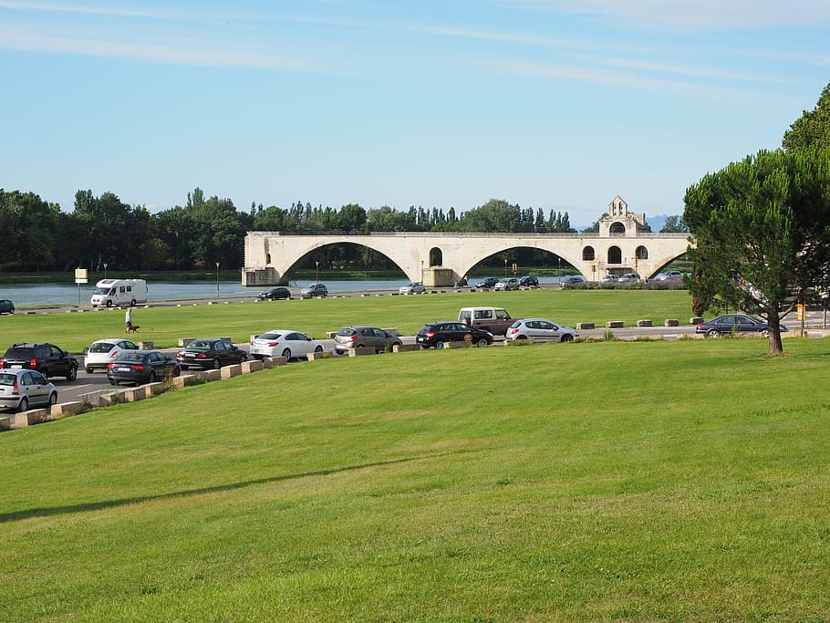 traffic, road, avignon, autos, jam, pont saint bénézet, pont d'avignon HD wallpaper
