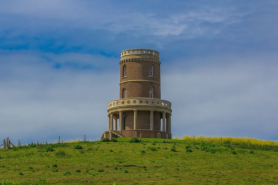 round beige and brown concrete structure on grass field, Tower, Building HD wallpaper