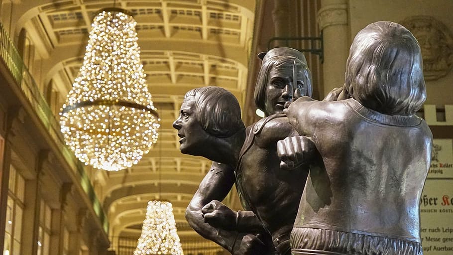 leipzig, goethe, auerbach's cellar, statue, art, sculpture HD wallpaper