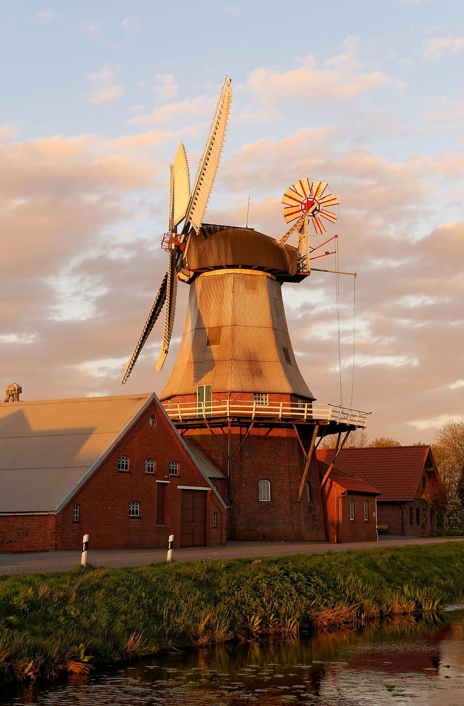 windmill, wing, water, sky, east frisia, cloud - sky, built structure HD wallpaper