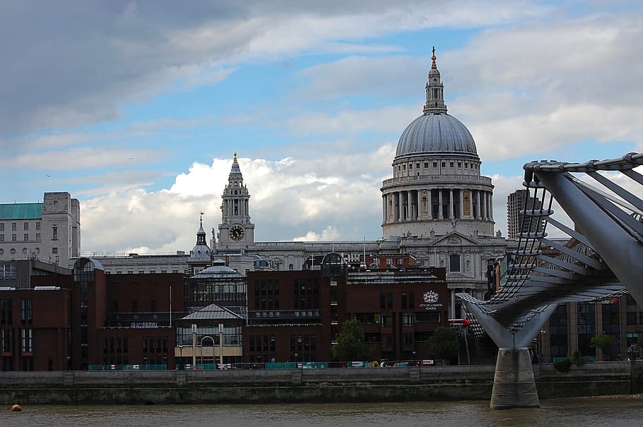 london, millennium bridge, st paul's cathedral, building exterior, HD wallpaper
