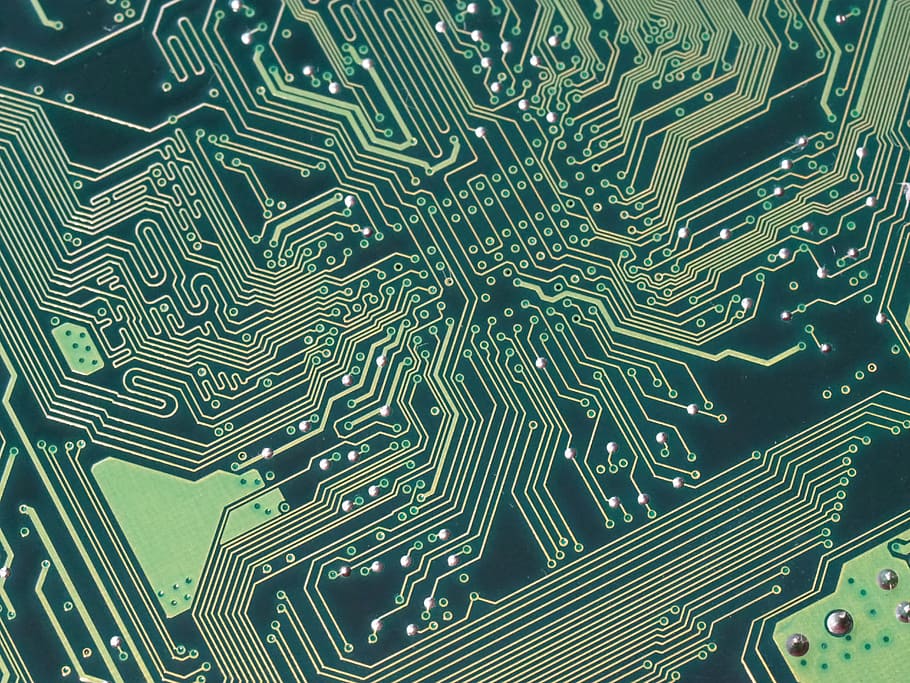 green and gold control board, computer, motherboard, printed circuit, HD wallpaper