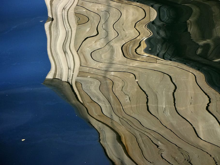reflection, water, sea, mirror, nature, blue, water courses HD wallpaper